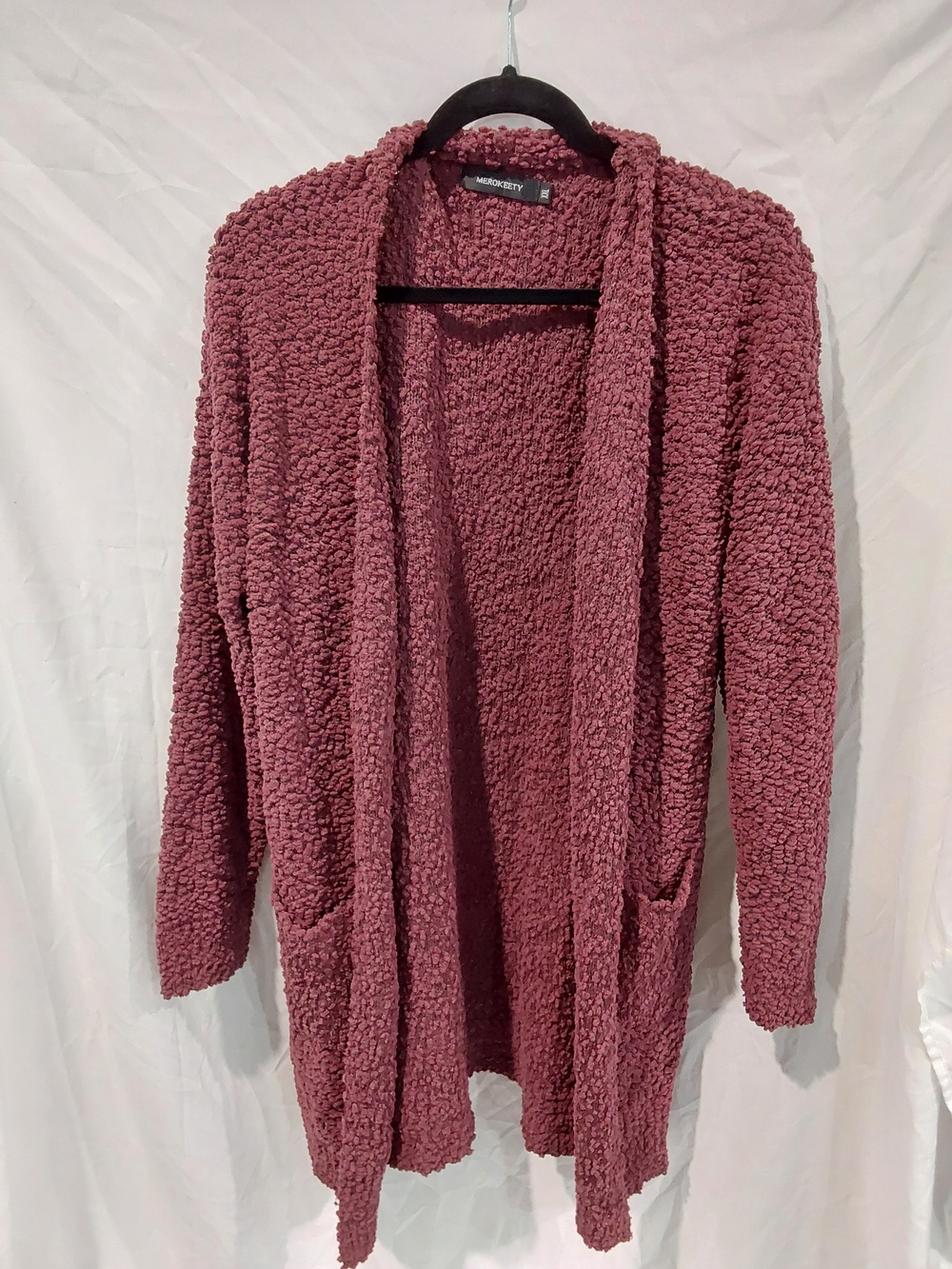 Open-Front Cardigan in Dusty Rose